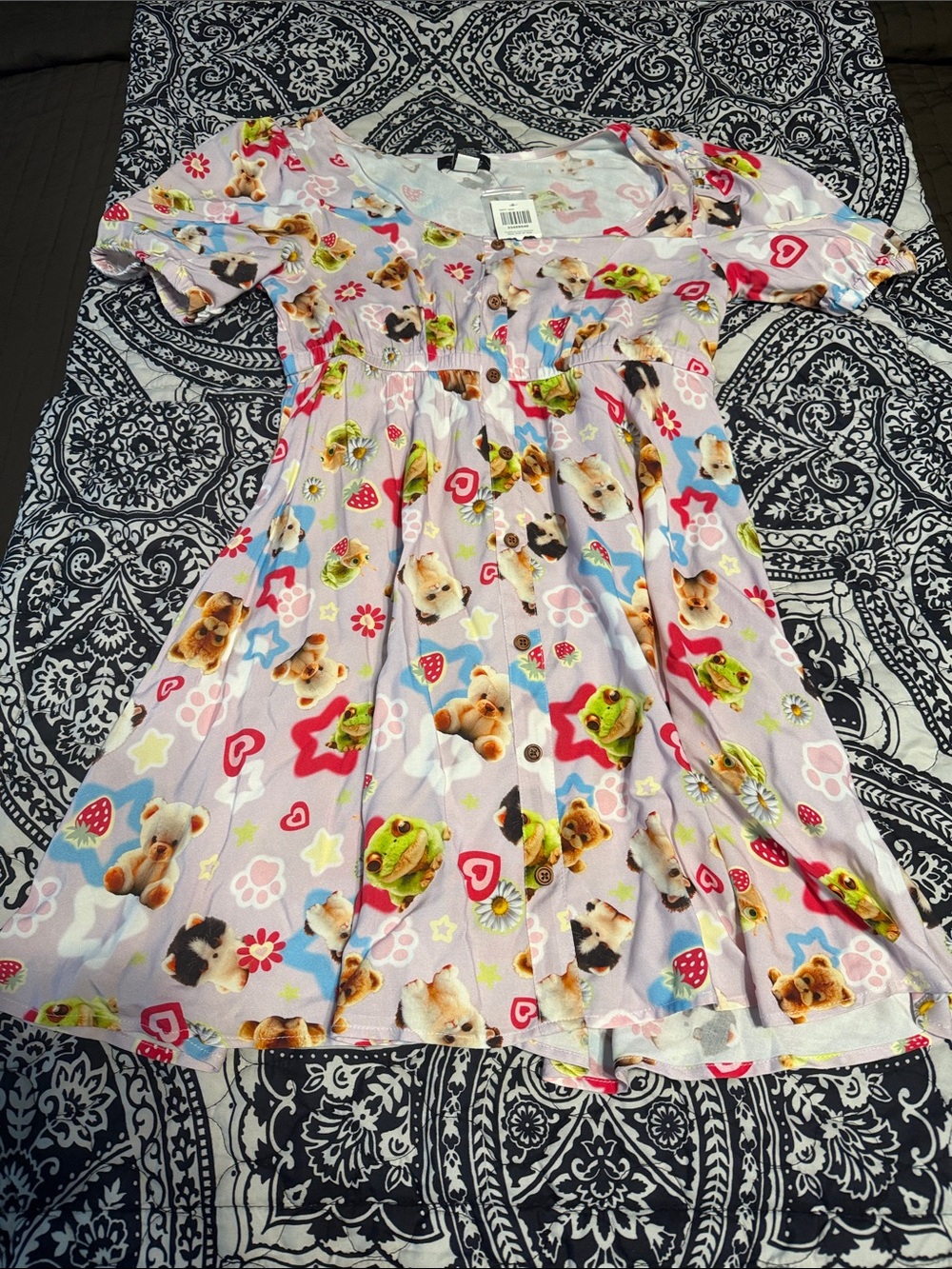 Playful Lavender Animal Print Fit & Flare Dress - Women's